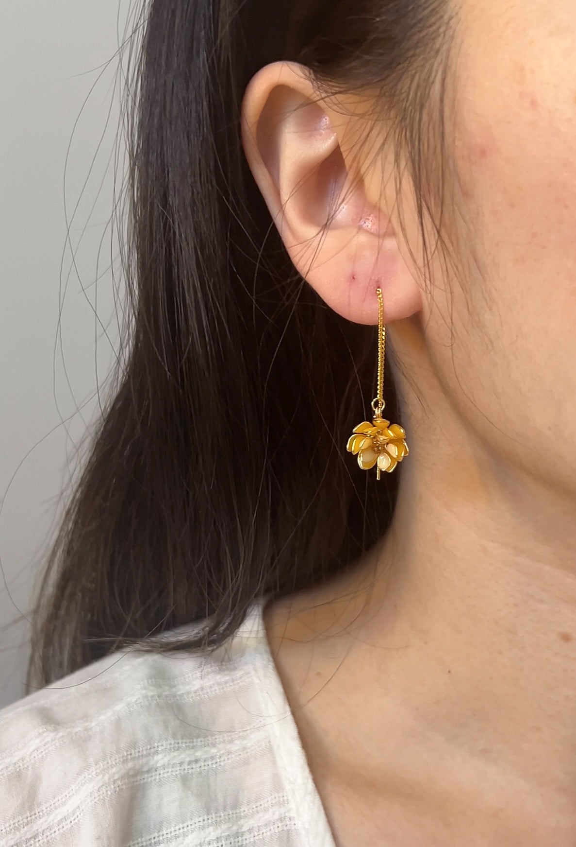 Preorder | Lotus Flower Threader Earrings