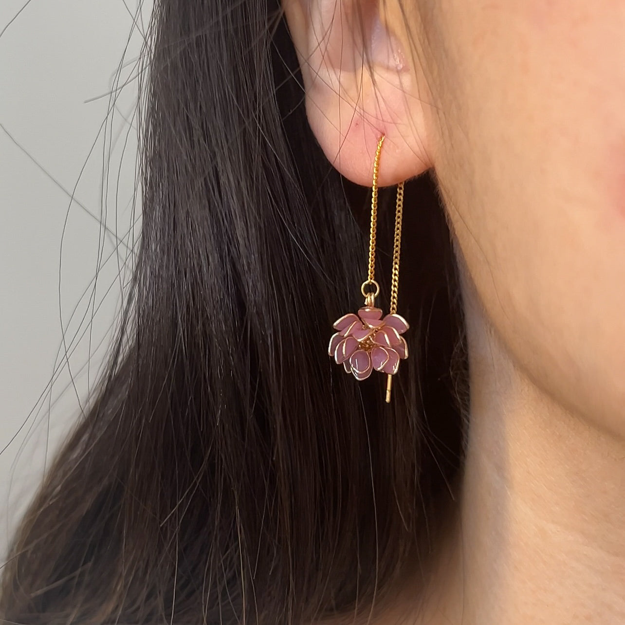 Preorder | Lotus Flower Threader Earrings