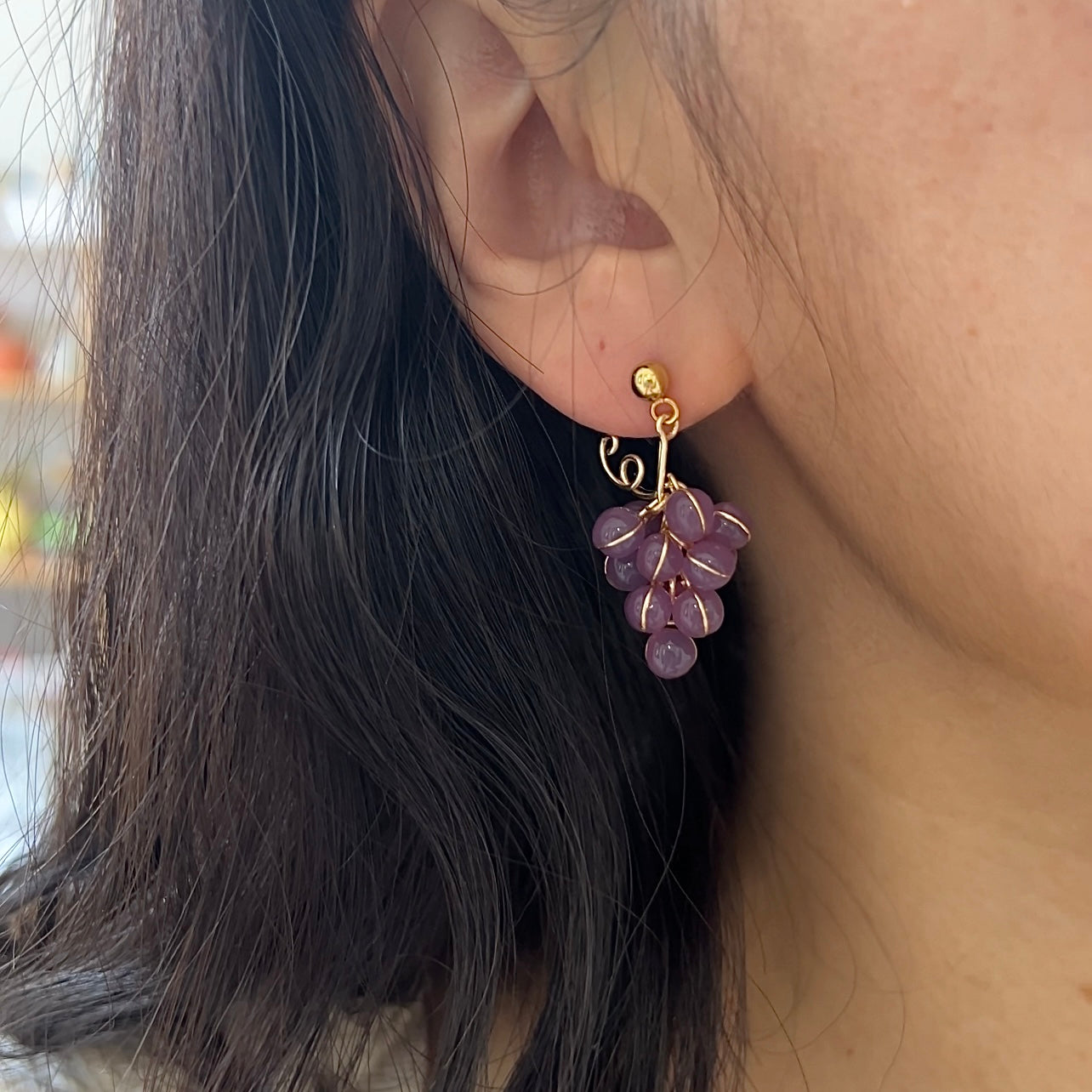 Preorder | Green and Purple Grape Earrings