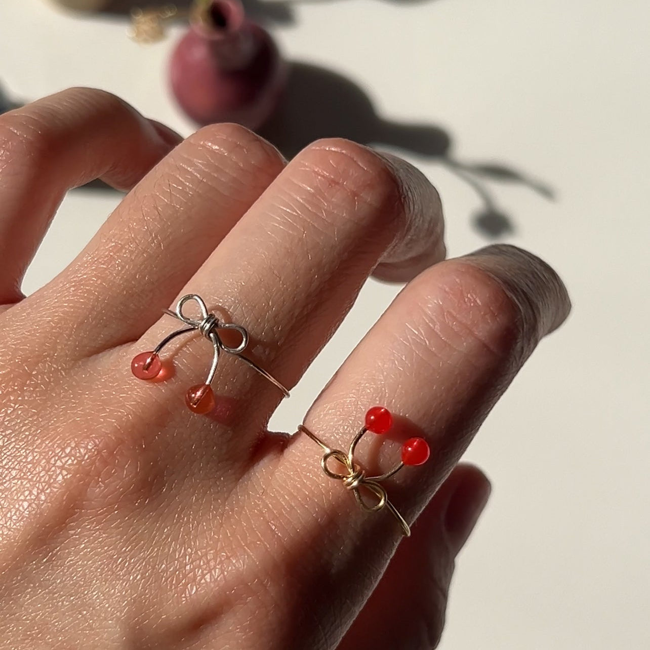 Cherry Bow Rings