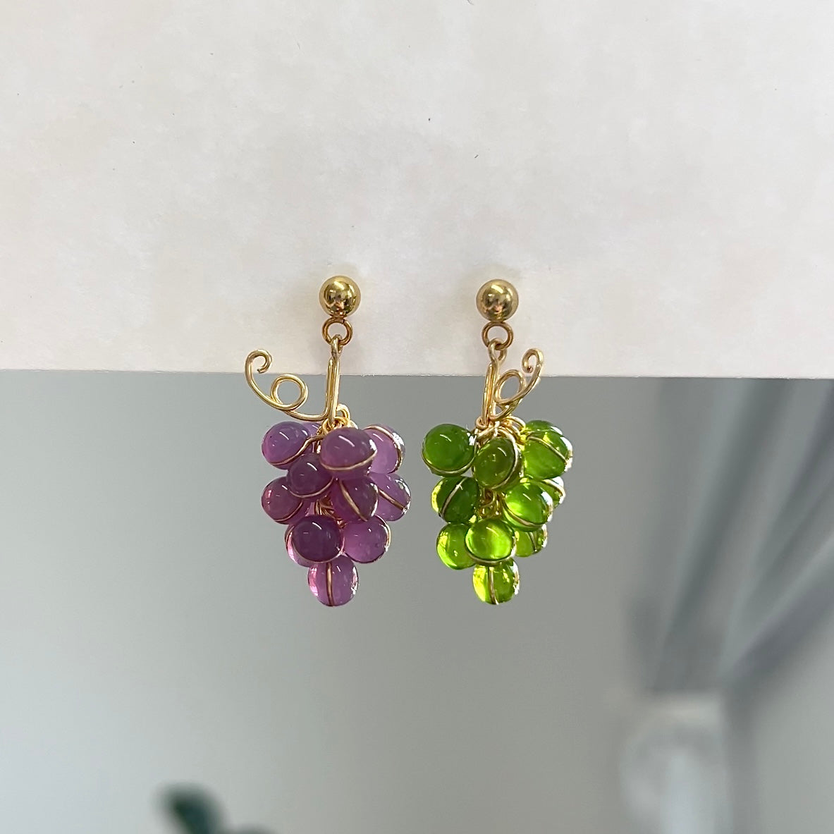 Preorder | Green and Purple Grape Earrings