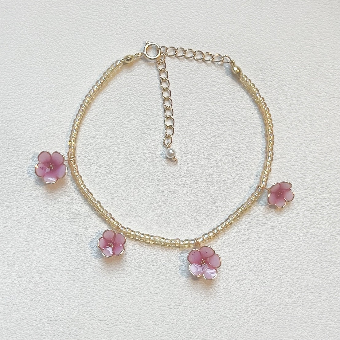 Preorder | Beaded Cherry Blossom Bracelet (UV reactive)