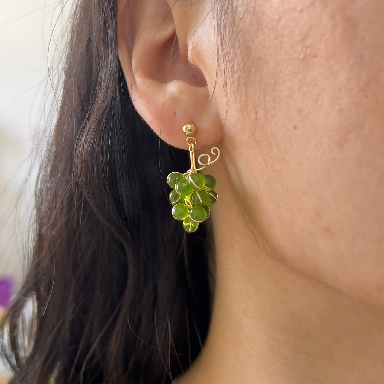 Preorder | Green and Purple Grape Earrings