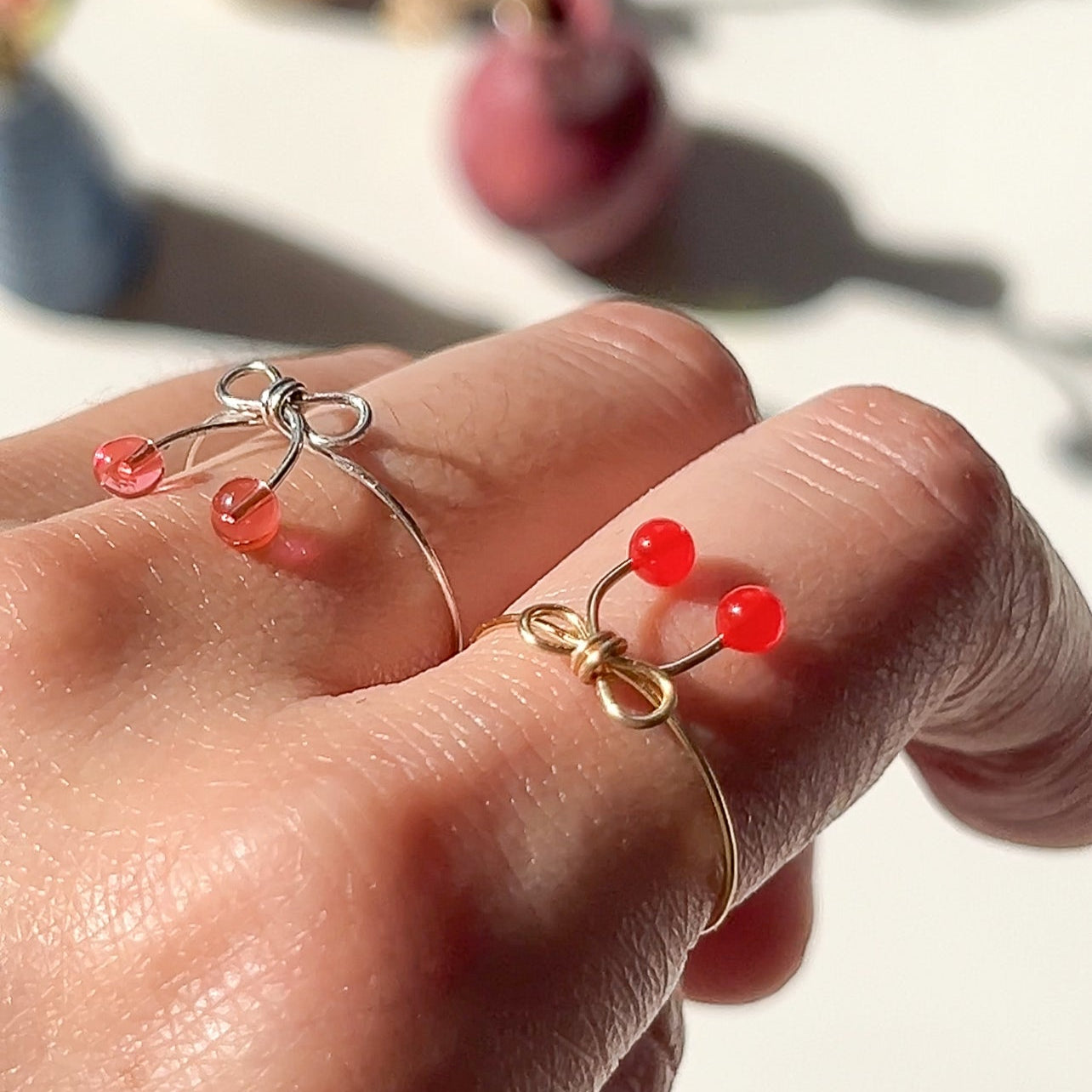 Cherry Bow Rings