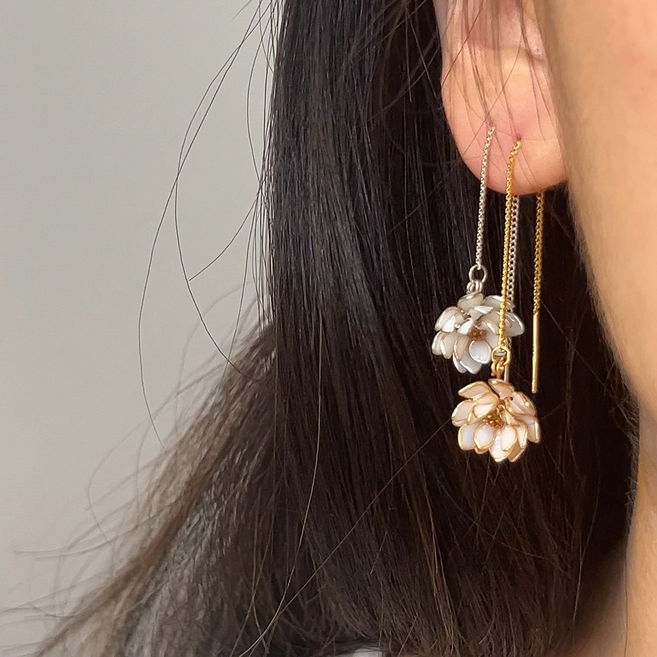 Preorder | Lotus Flower Threader Earrings